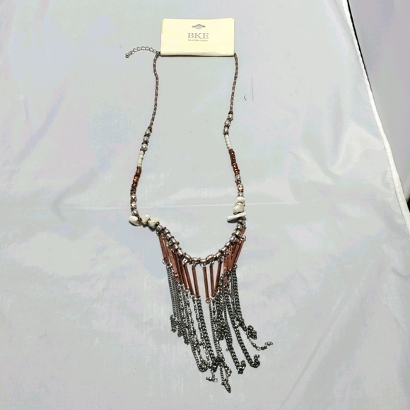 BKE copper silver necklace with dangling chains necklace - Picture 4 of 4